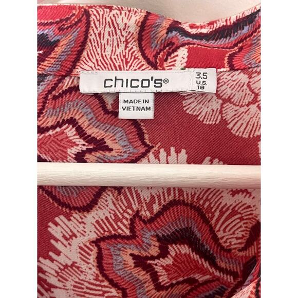 Chico's NWT Pleated Pintuck Blouse Modern Dash Floral in Ginger Rose Size 18 - Picture 6 of 12